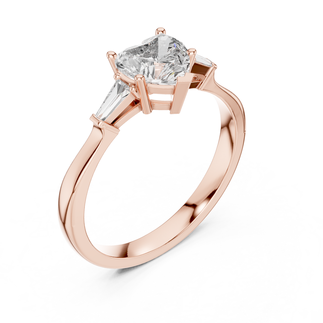 Heart Cut Diamond Three Stone Engagement Ring in White Gold