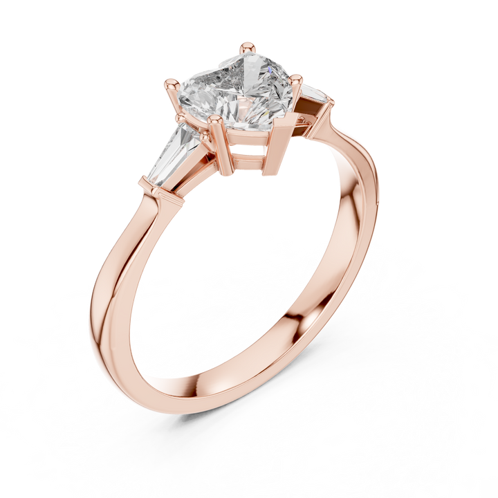 Heart Cut Diamond Three Stone Engagement Ring in White Gold