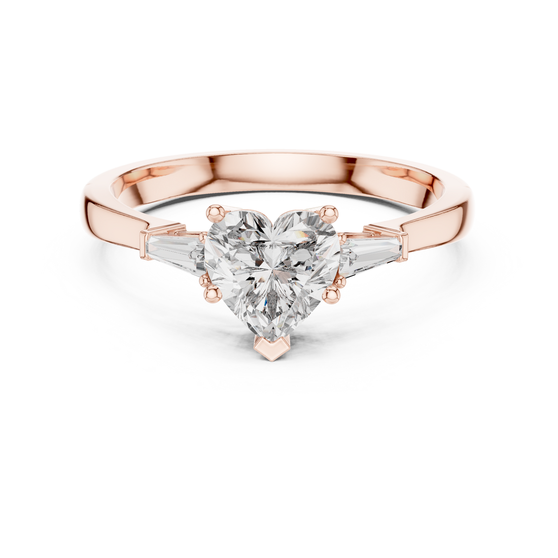 Heart Cut Diamond Three Stone Engagement Ring in White Gold