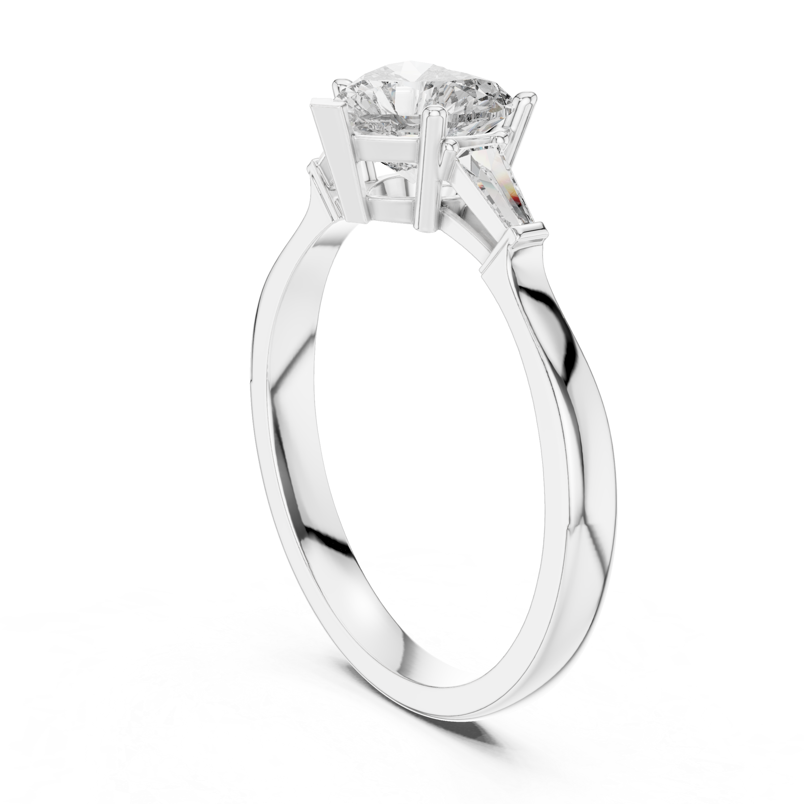 Heart Cut Diamond Three Stone Engagement Ring in White Gold