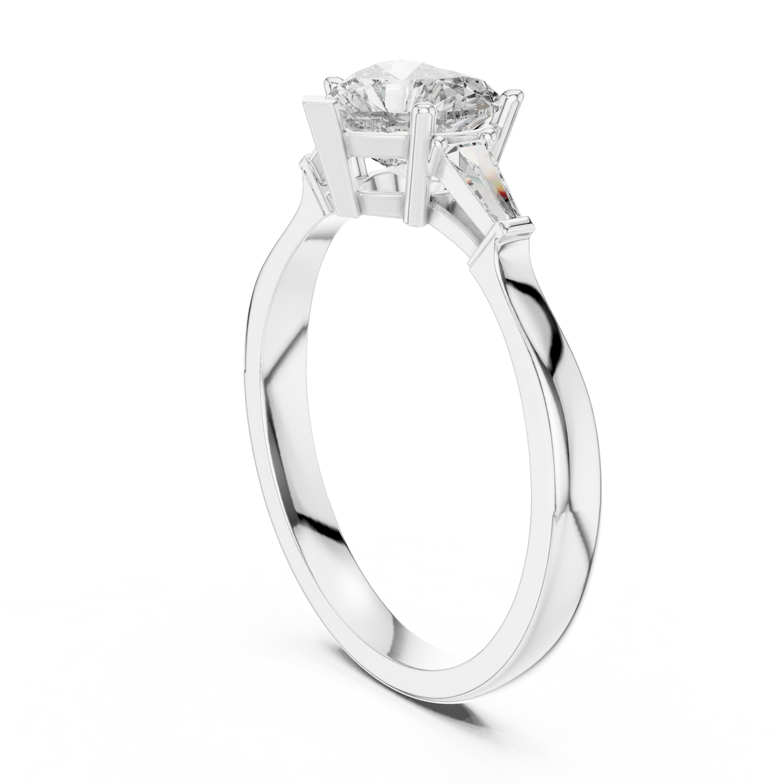 Heart Cut Diamond Three Stone Engagement Ring in White Gold