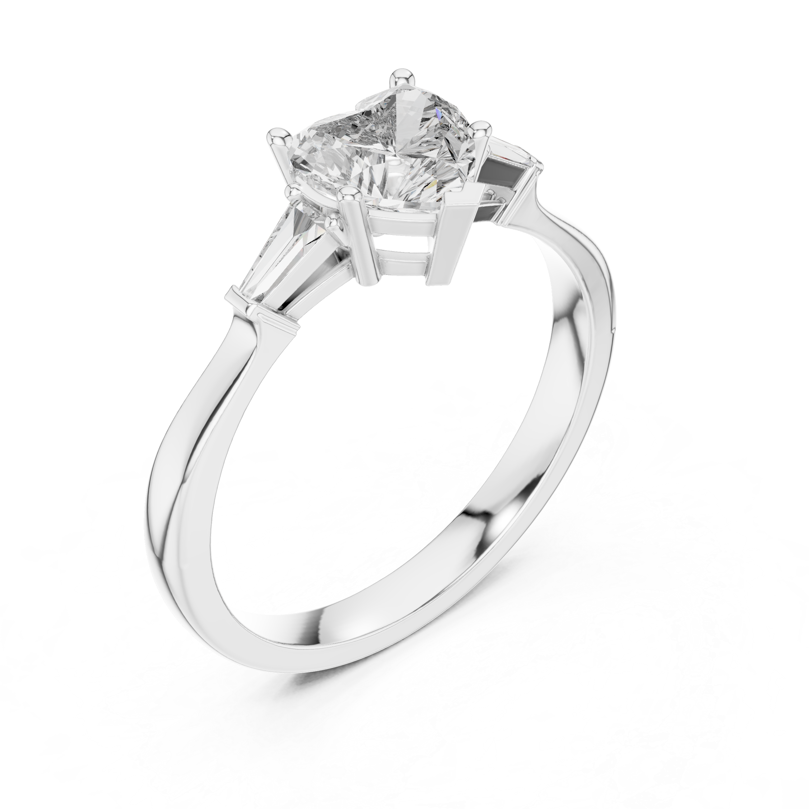 Heart Cut Diamond Three Stone Engagement Ring in White Gold