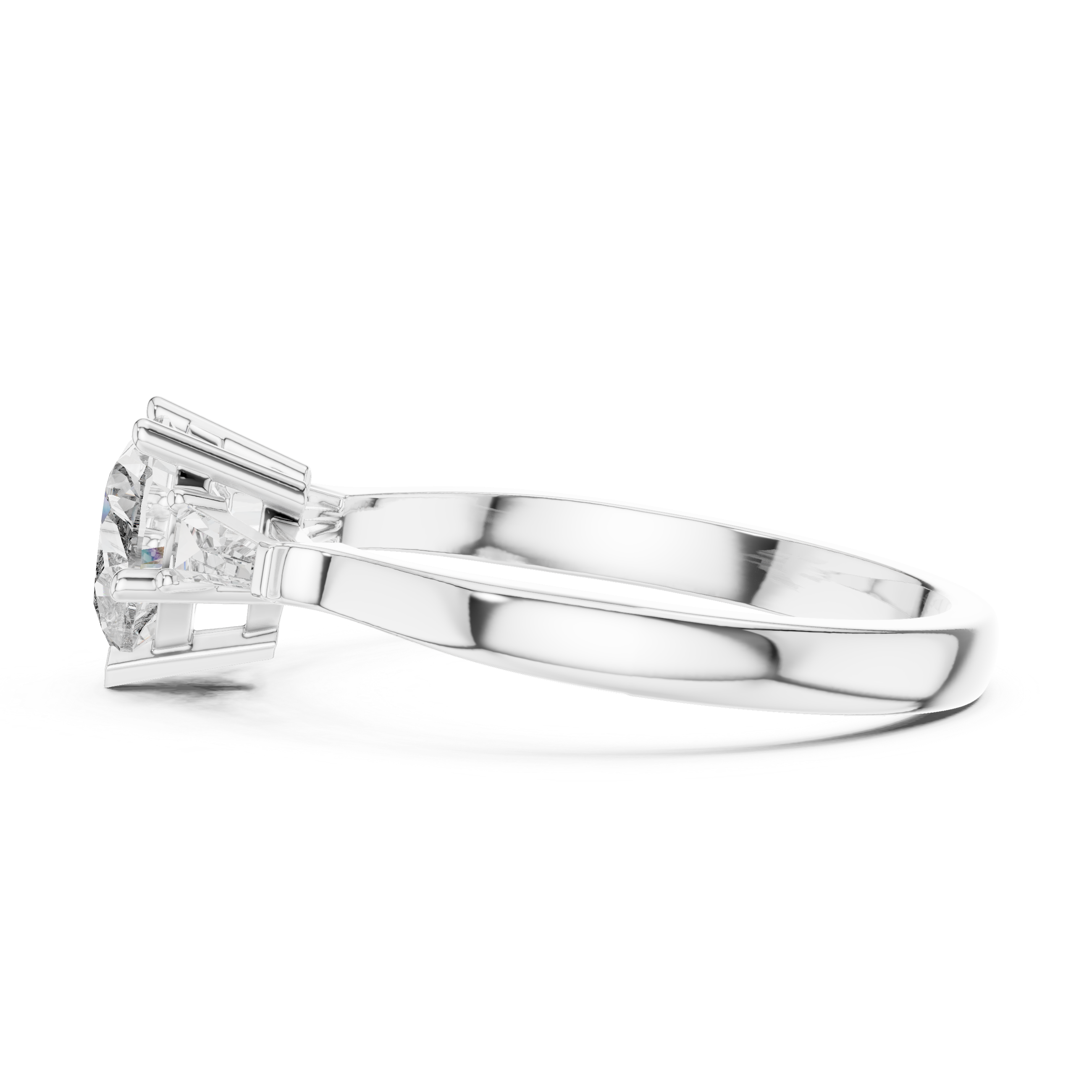 Heart Cut Diamond Three Stone Engagement Ring in White Gold