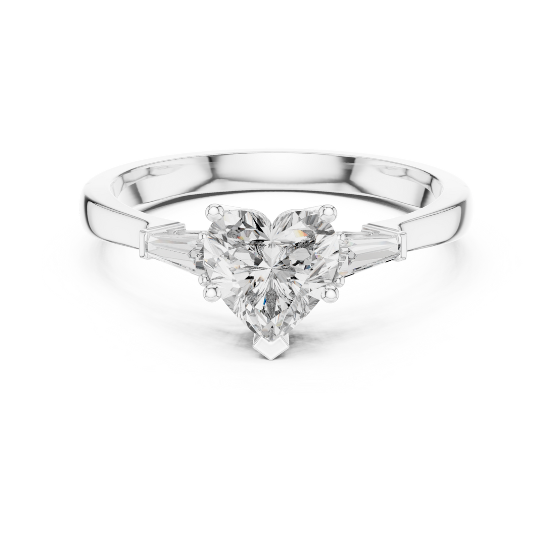Heart Cut Diamond Three Stone Engagement Ring in White Gold