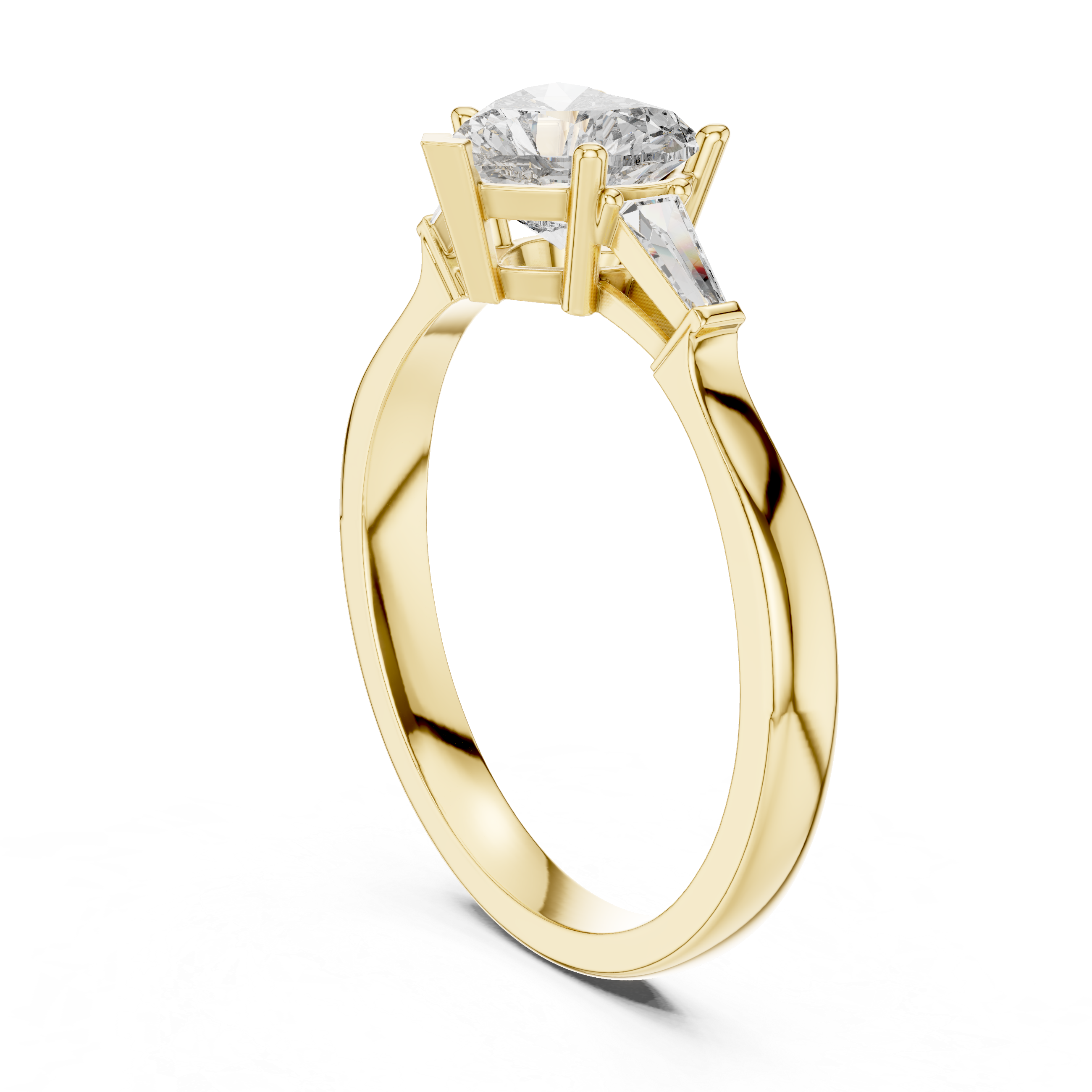 Heart Cut Diamond Three Stone Engagement Ring in White Gold