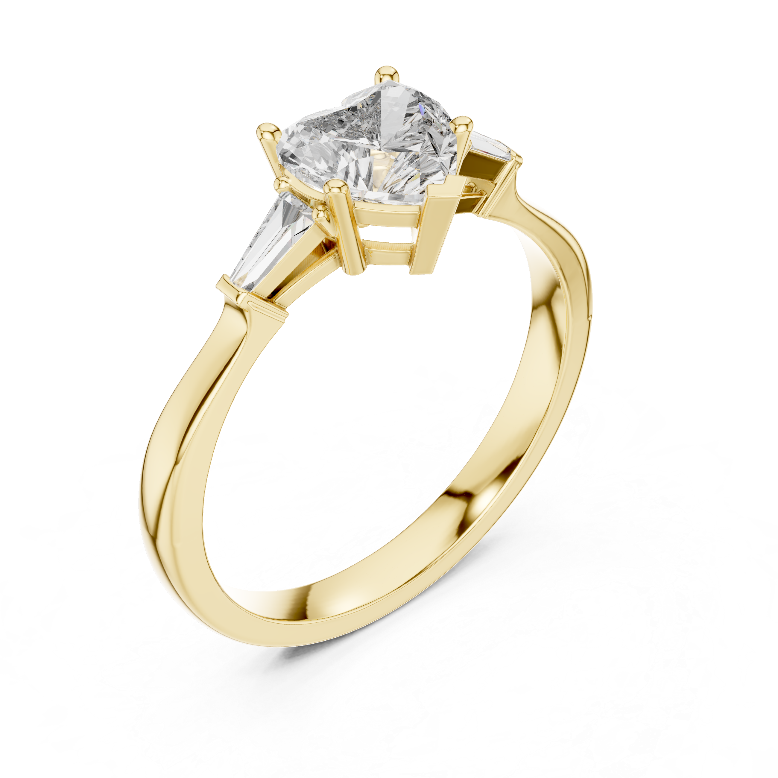 Heart Cut Diamond Three Stone Engagement Ring in White Gold
