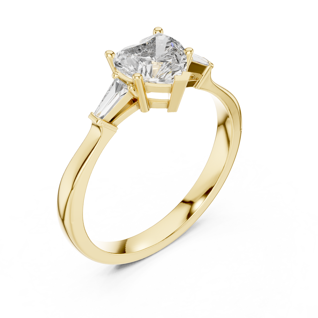 Heart Cut Diamond Three Stone Engagement Ring in White Gold