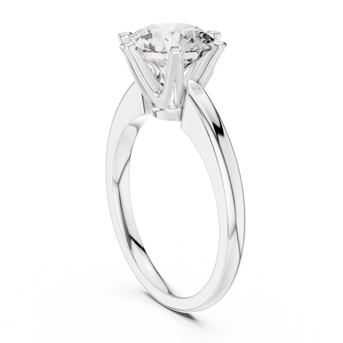 Minimalist Round Diamond Engagement Ring – Elegant White Gold Finish
