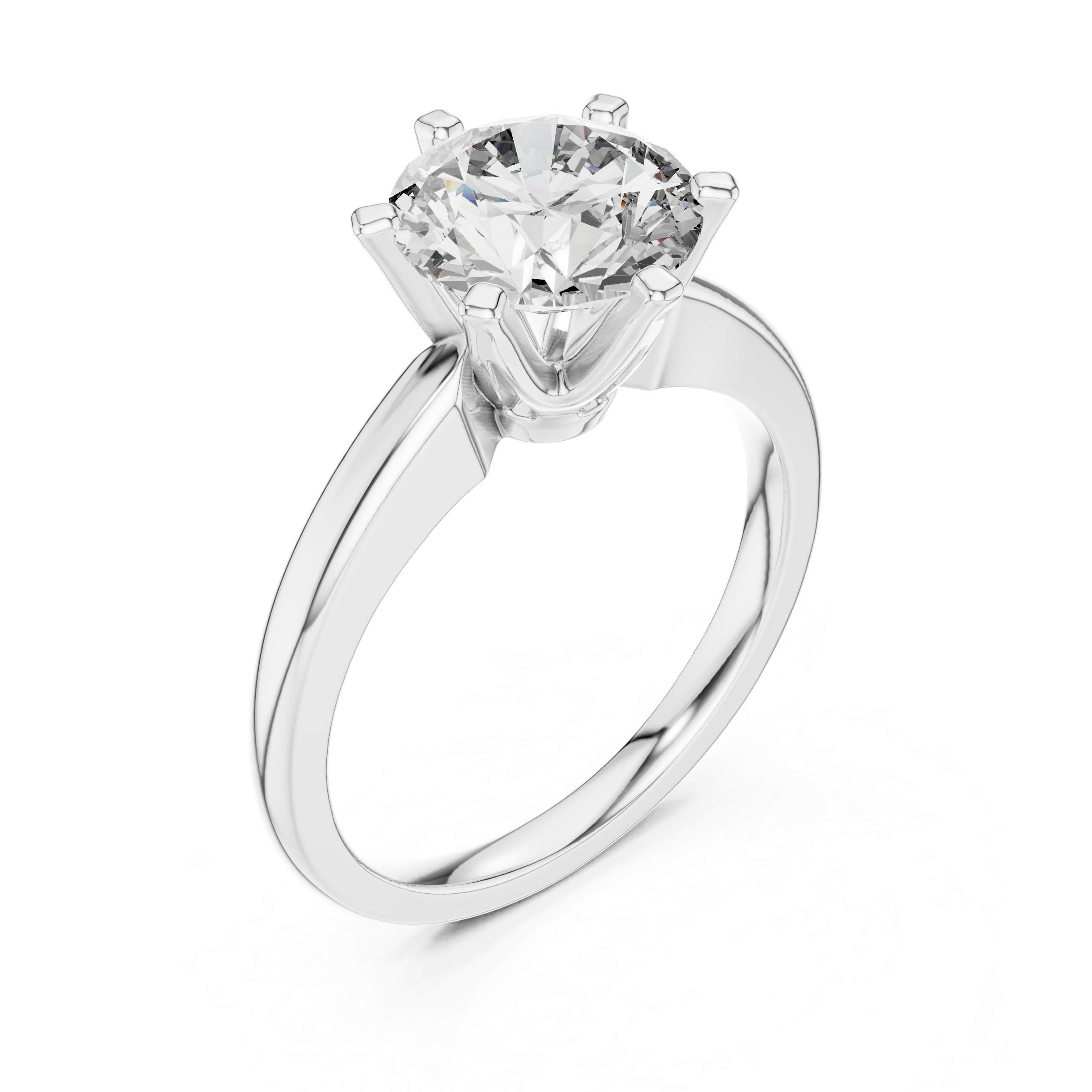 Minimalist Round Diamond Engagement Ring – Elegant White Gold Finish