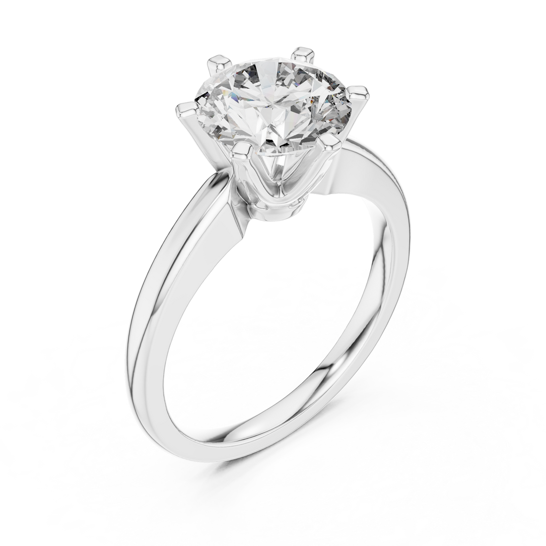 Minimalist Round Diamond Engagement Ring – Elegant White Gold Finish