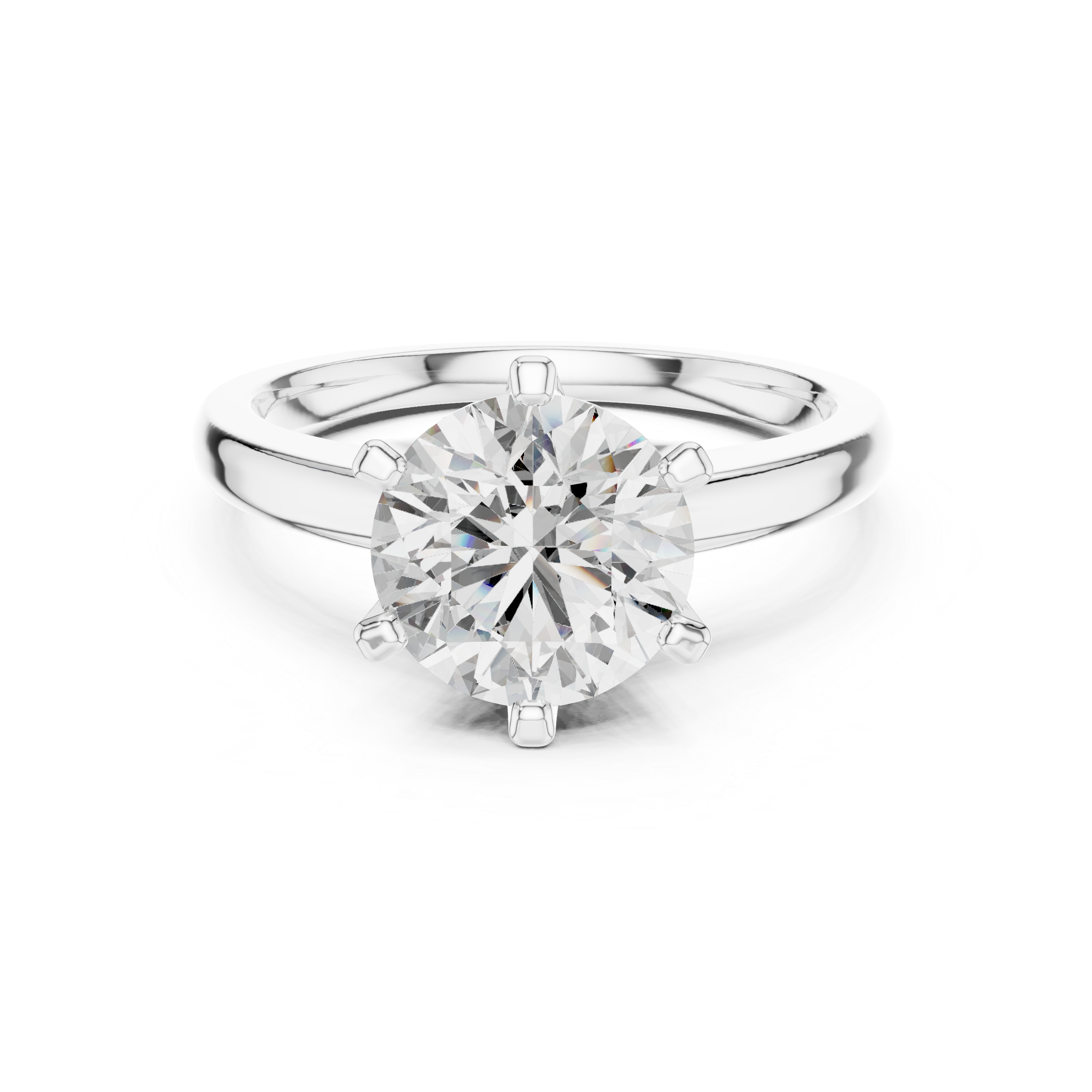 Minimalist Round Diamond Engagement Ring – Elegant White Gold Finish