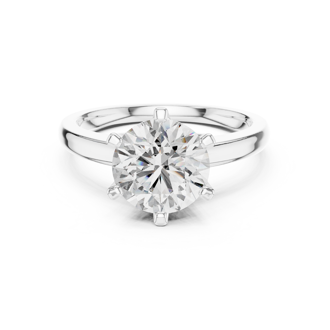 Minimalist Round Diamond Engagement Ring – Elegant White Gold Finish