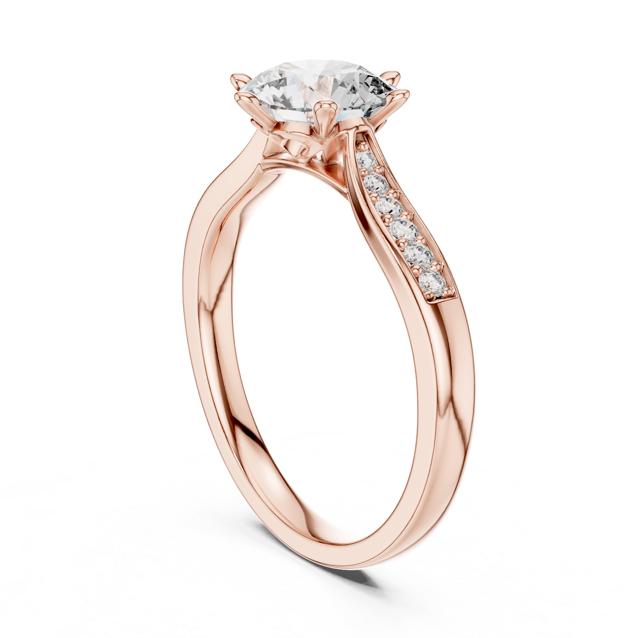 Brilliant Round Cut Diamond Solitaire Ring with Cathedral Mount