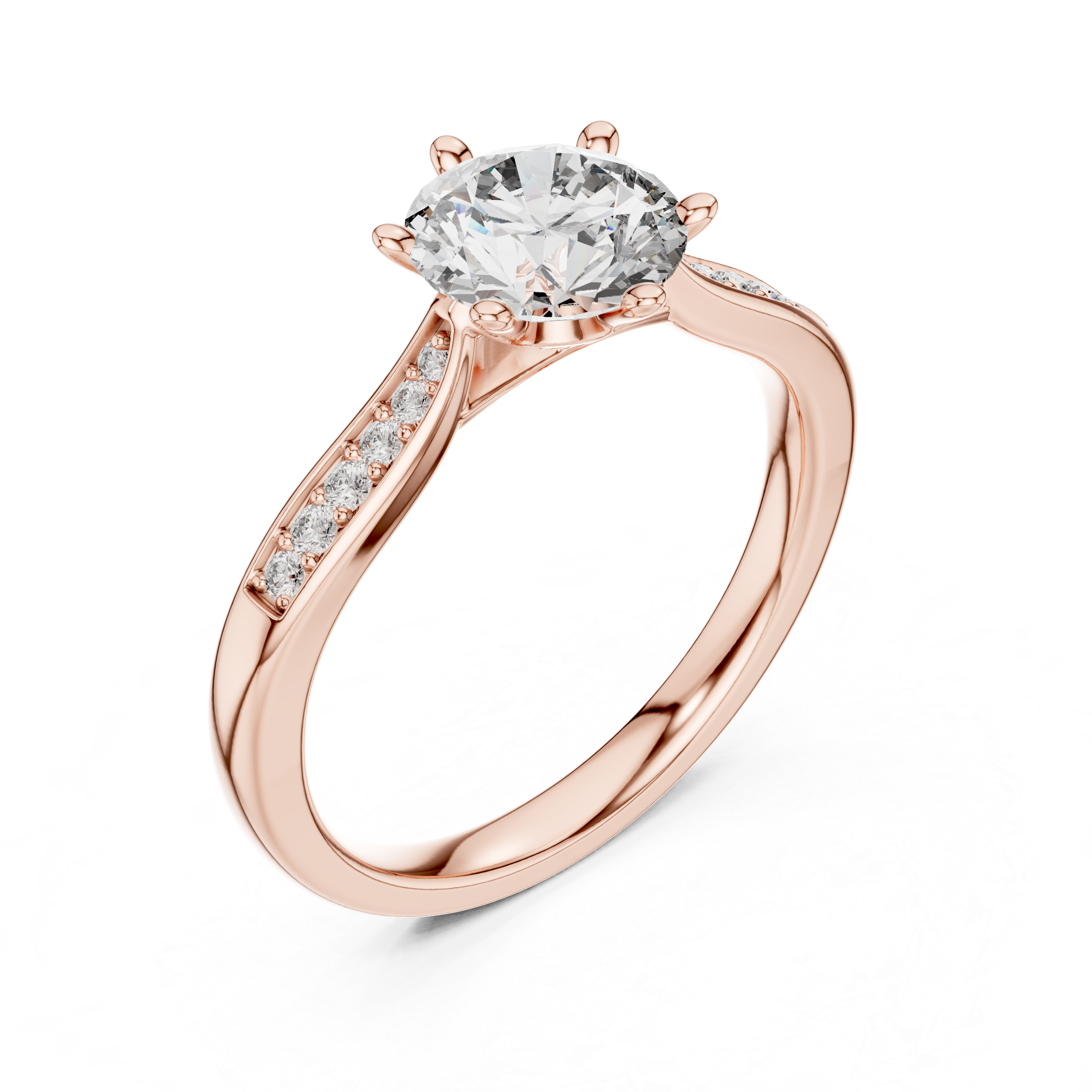 Brilliant Round Cut Diamond Solitaire Ring with Cathedral Mount
