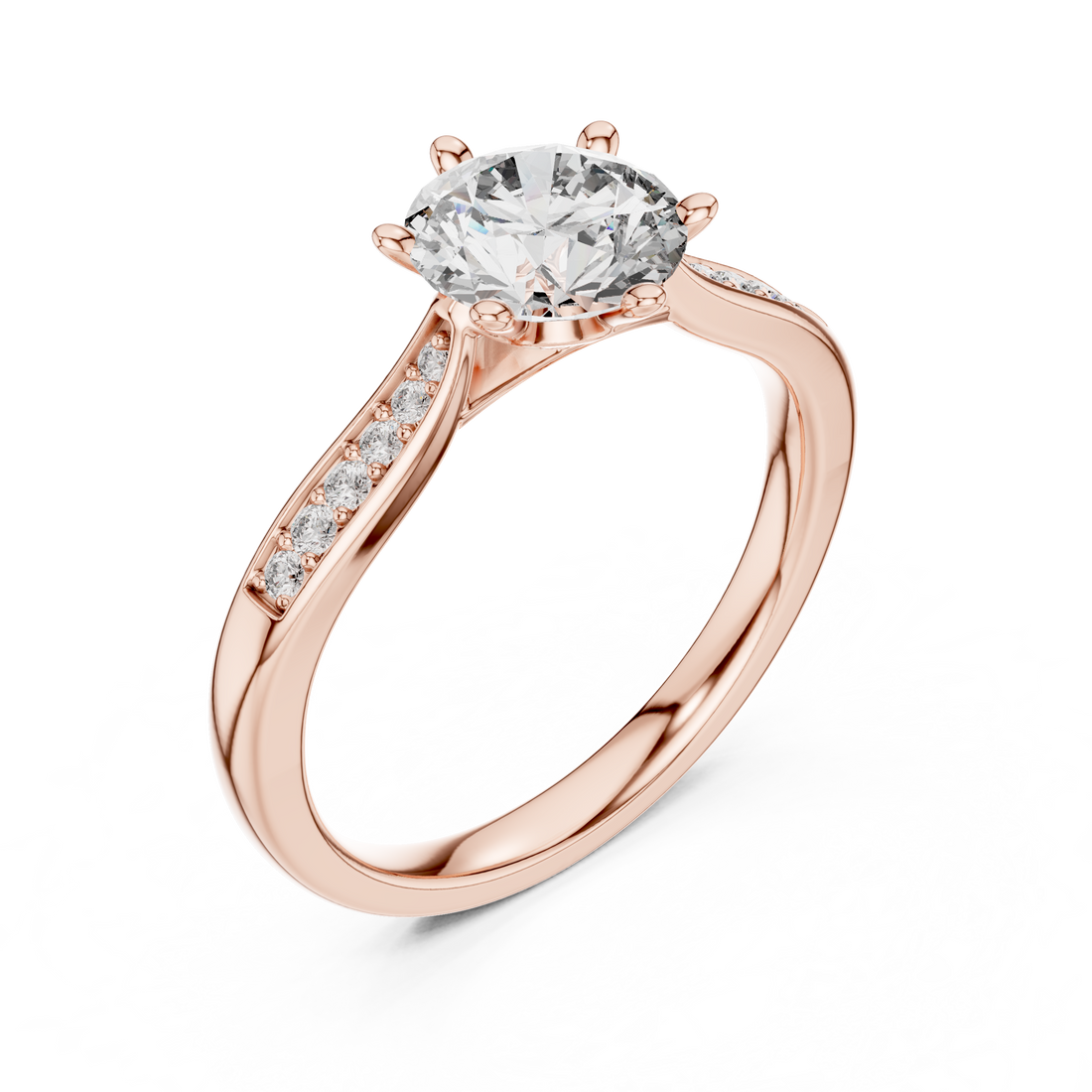 Brilliant Round Cut Diamond Solitaire Ring with Cathedral Mount