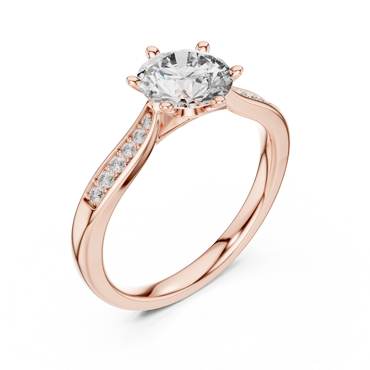 Brilliant Round Cut Diamond Solitaire Ring with Cathedral Mount
