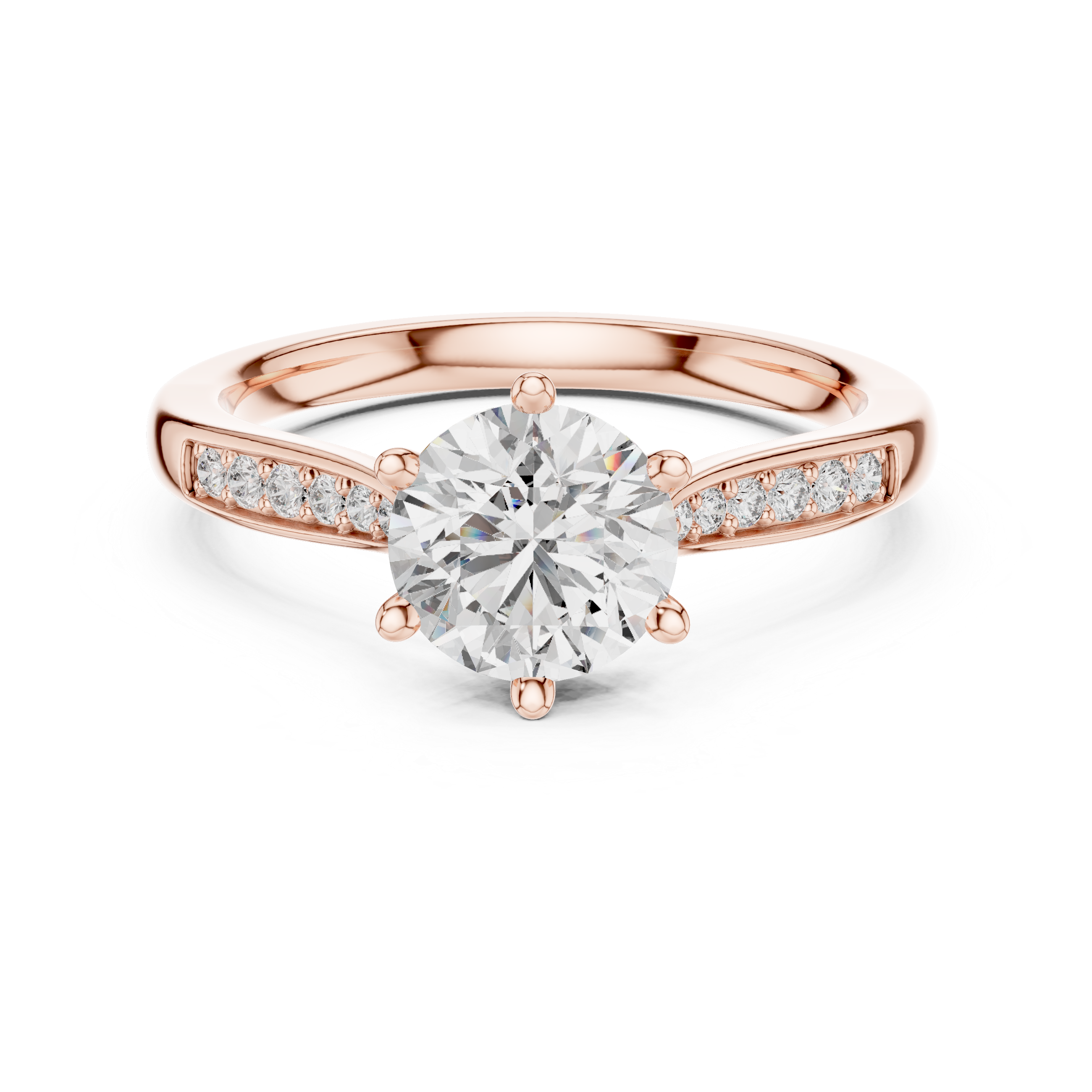 Brilliant Round Cut Diamond Solitaire Ring with Cathedral Mount