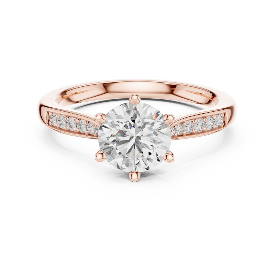 Brilliant Round Cut Diamond Solitaire Ring with Cathedral Mount