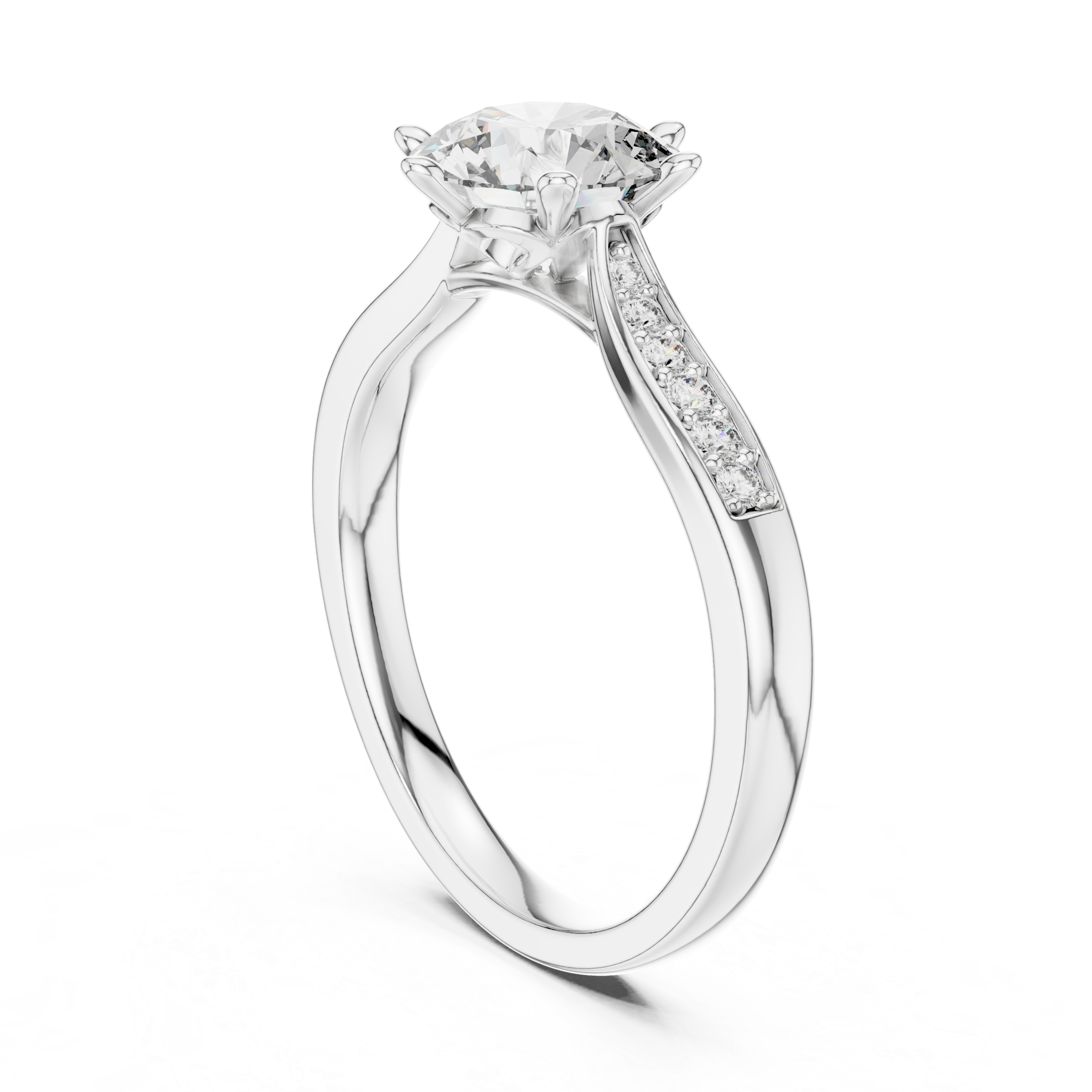 Brilliant Round Cut Diamond Solitaire Ring with Cathedral Mount