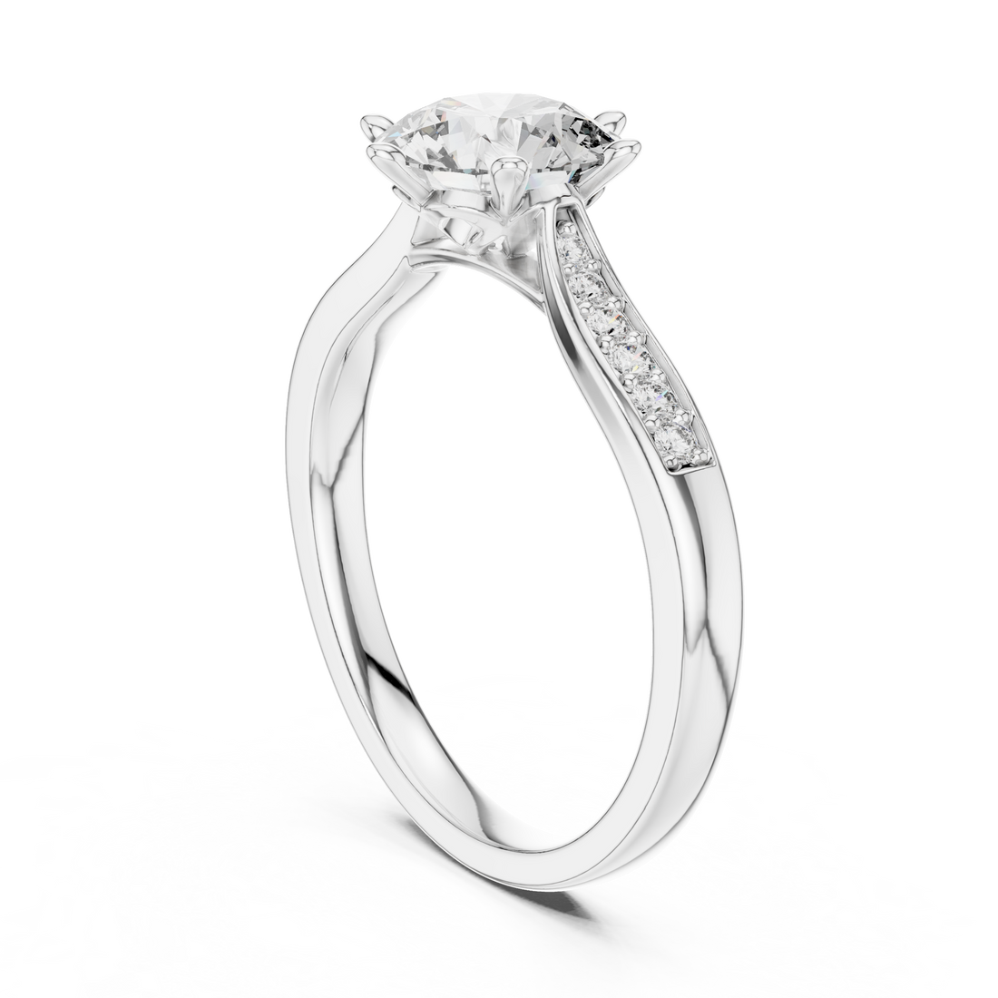 Brilliant Round Cut Diamond Solitaire Ring with Cathedral Mount