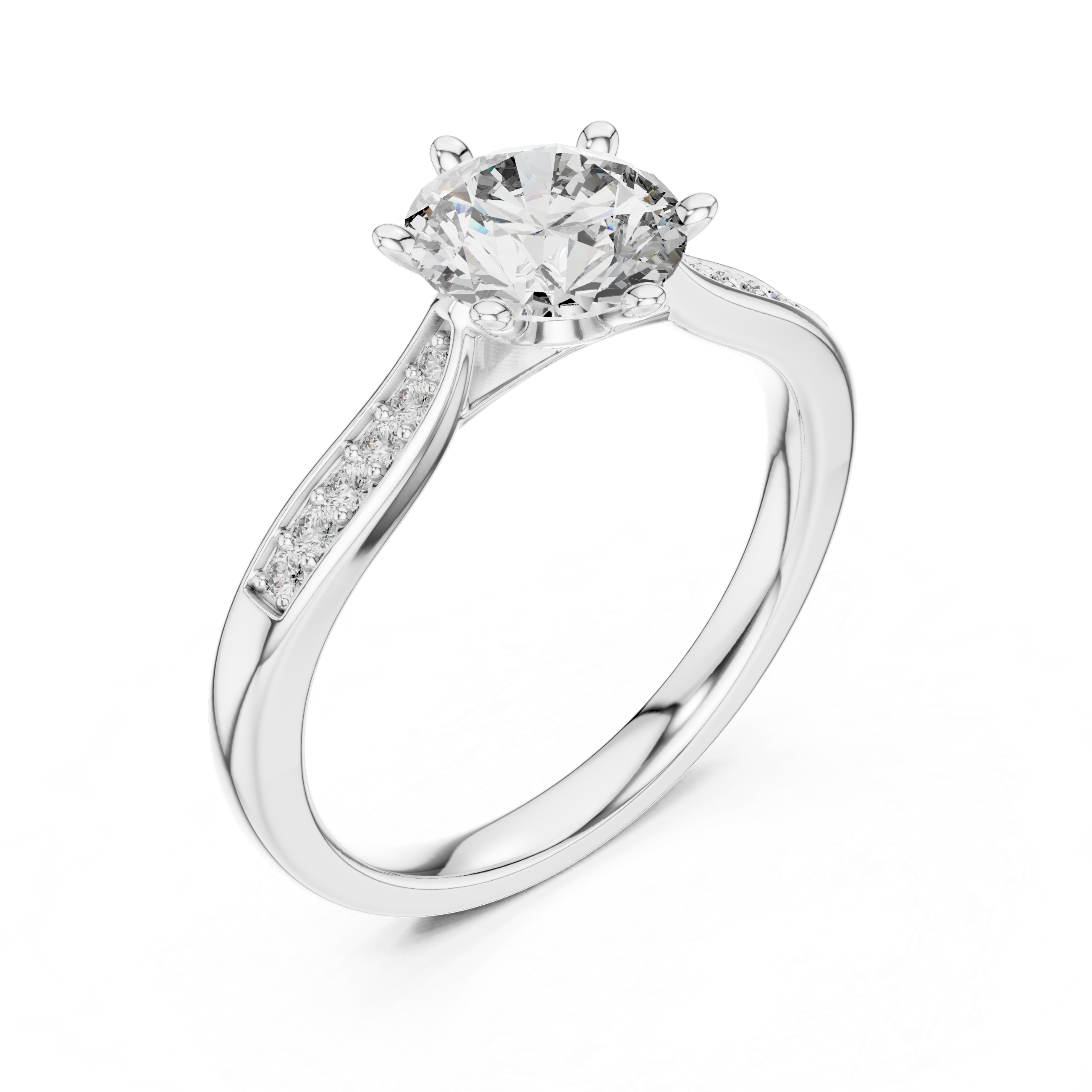 Brilliant Round Cut Diamond Solitaire Ring with Cathedral Mount