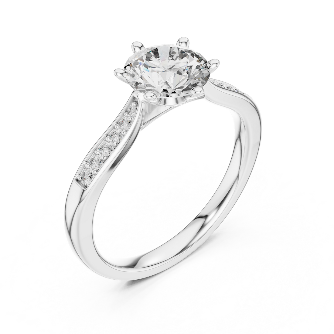 Brilliant Round Cut Diamond Solitaire Ring with Cathedral Mount