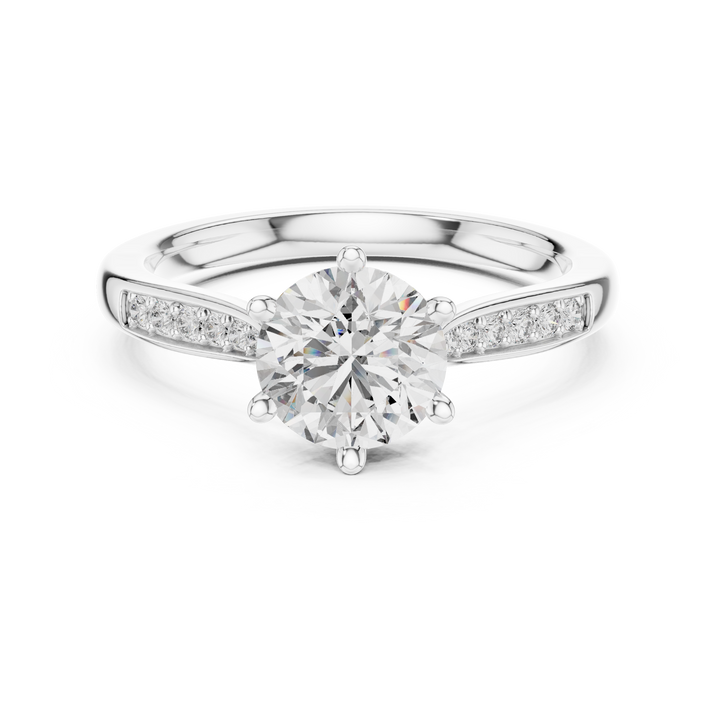 Brilliant Round Cut Diamond Solitaire Ring with Cathedral Mount