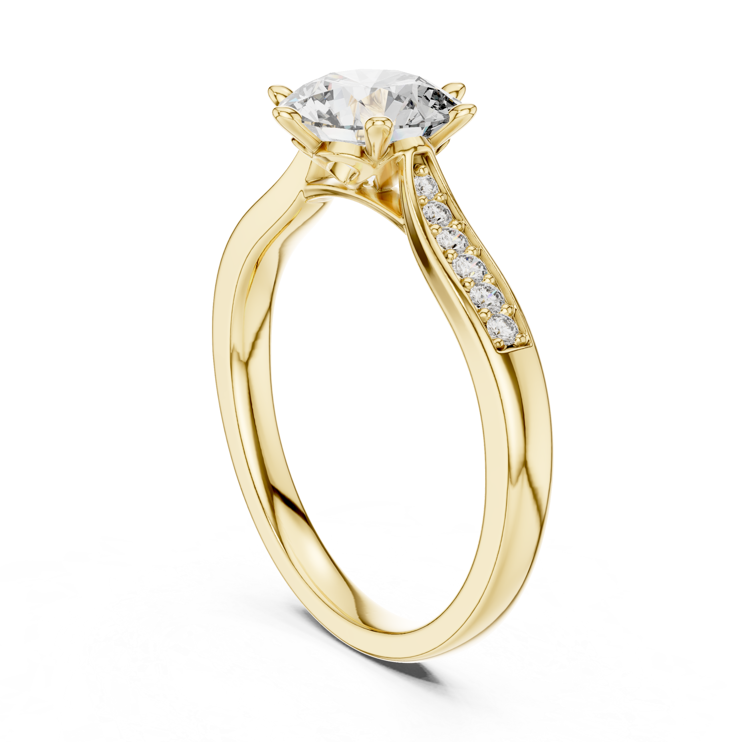 Brilliant Round Cut Diamond Solitaire Ring with Cathedral Mount