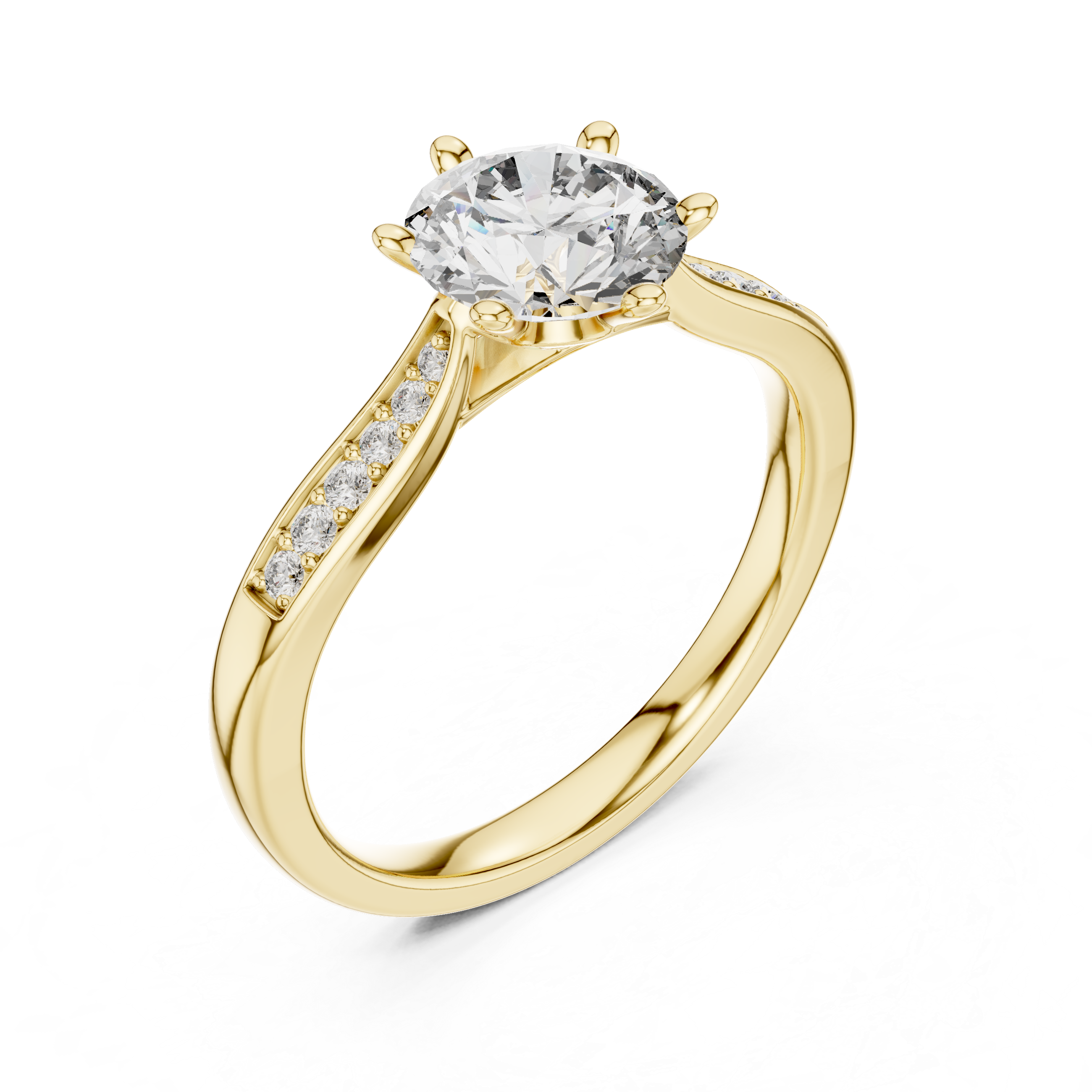Brilliant Round Cut Diamond Solitaire Ring with Cathedral Mount