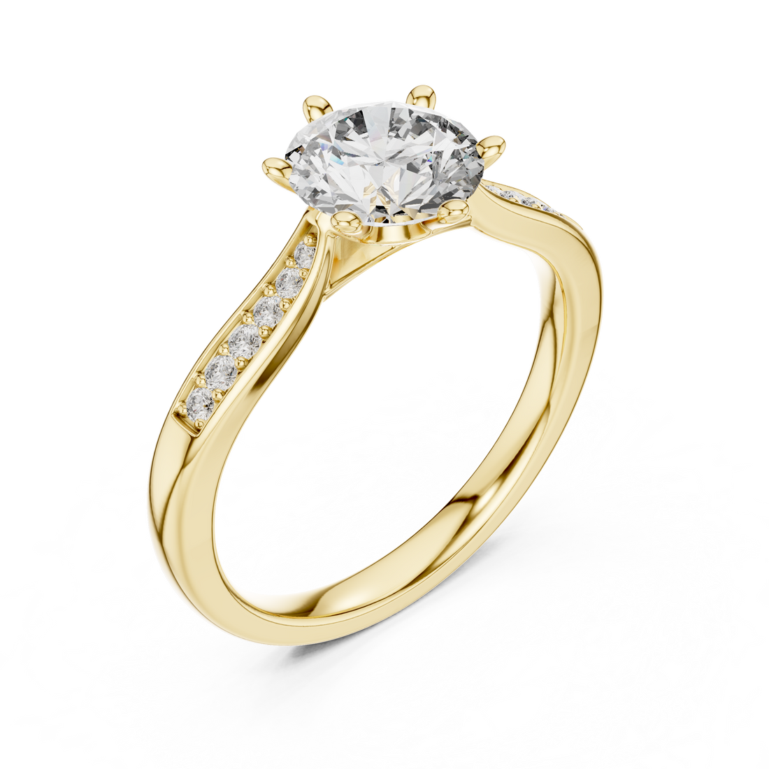 Brilliant Round Cut Diamond Solitaire Ring with Cathedral Mount