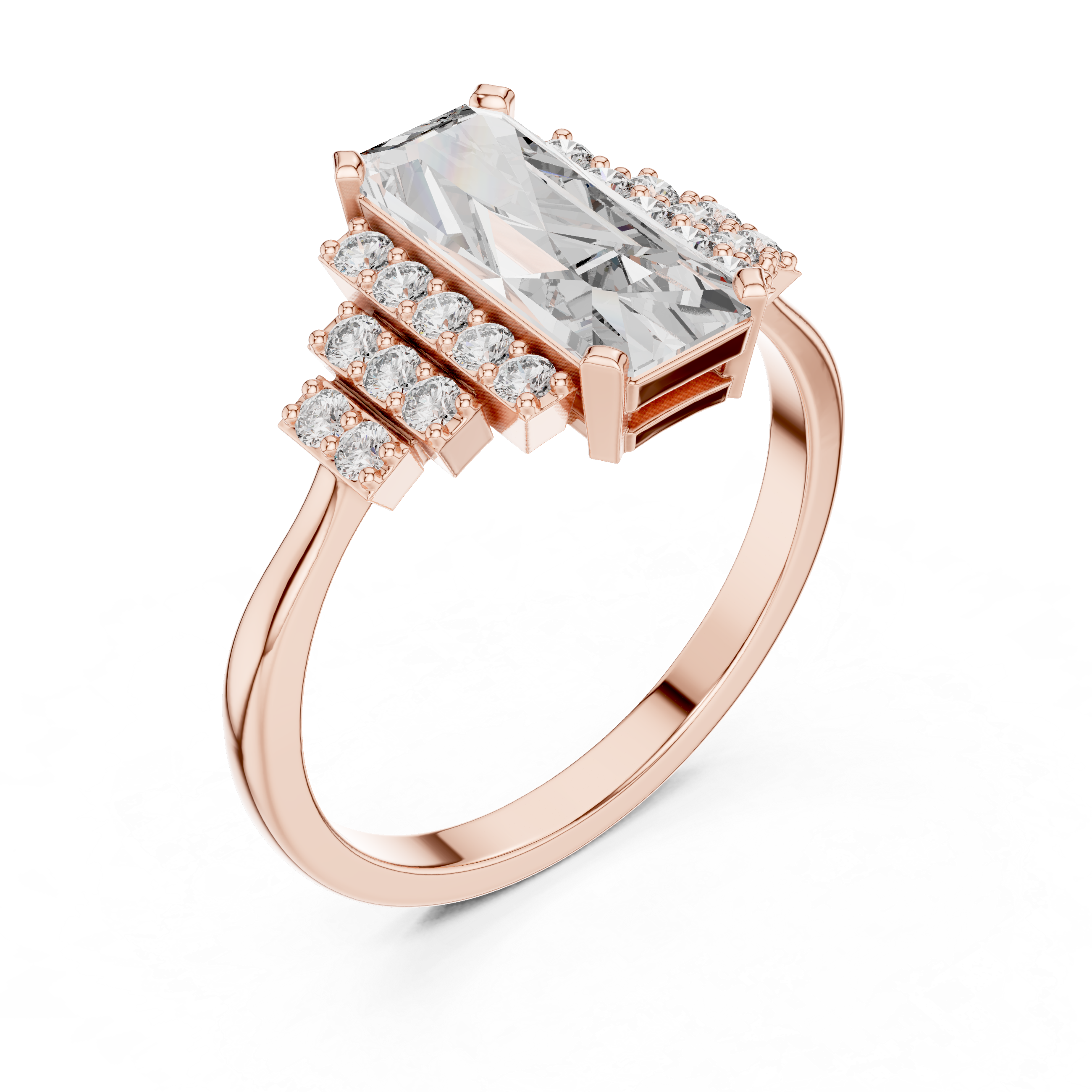 1.8 Ct Emerald Cut Diamond Engagement Ring White Gold Lab Grown Bridal Jewelry
