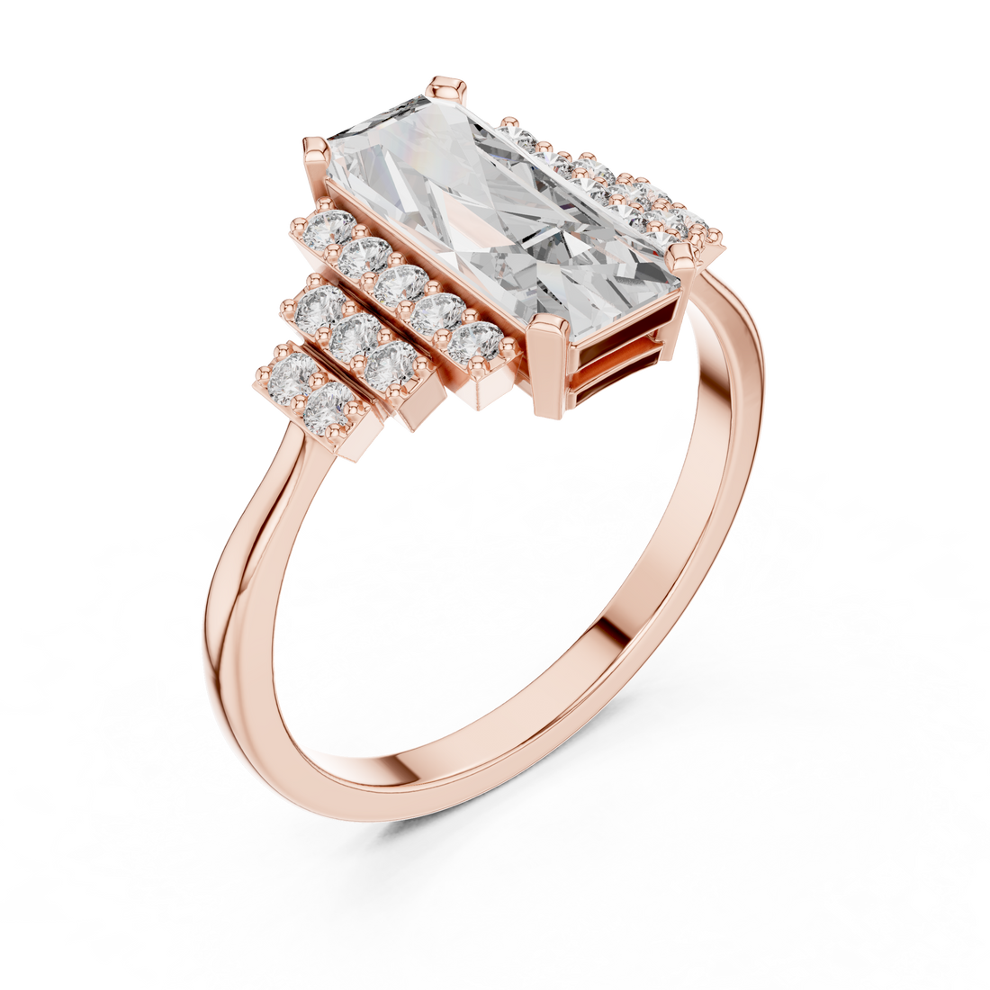 1.8 Ct Emerald Cut Diamond Engagement Ring White Gold Lab Grown Bridal Jewelry