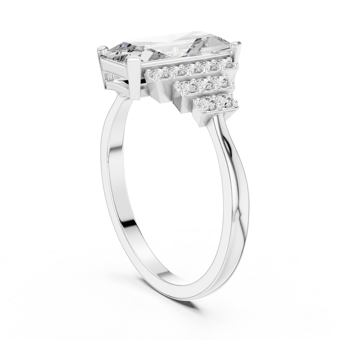 1.8 Ct Emerald Cut Diamond Engagement Ring White Gold Lab Grown Bridal Jewelry