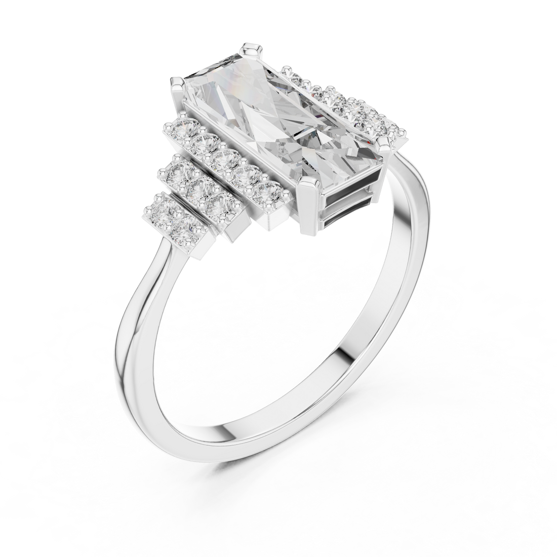 1.8 Ct Emerald Cut Diamond Engagement Ring White Gold Lab Grown Bridal Jewelry