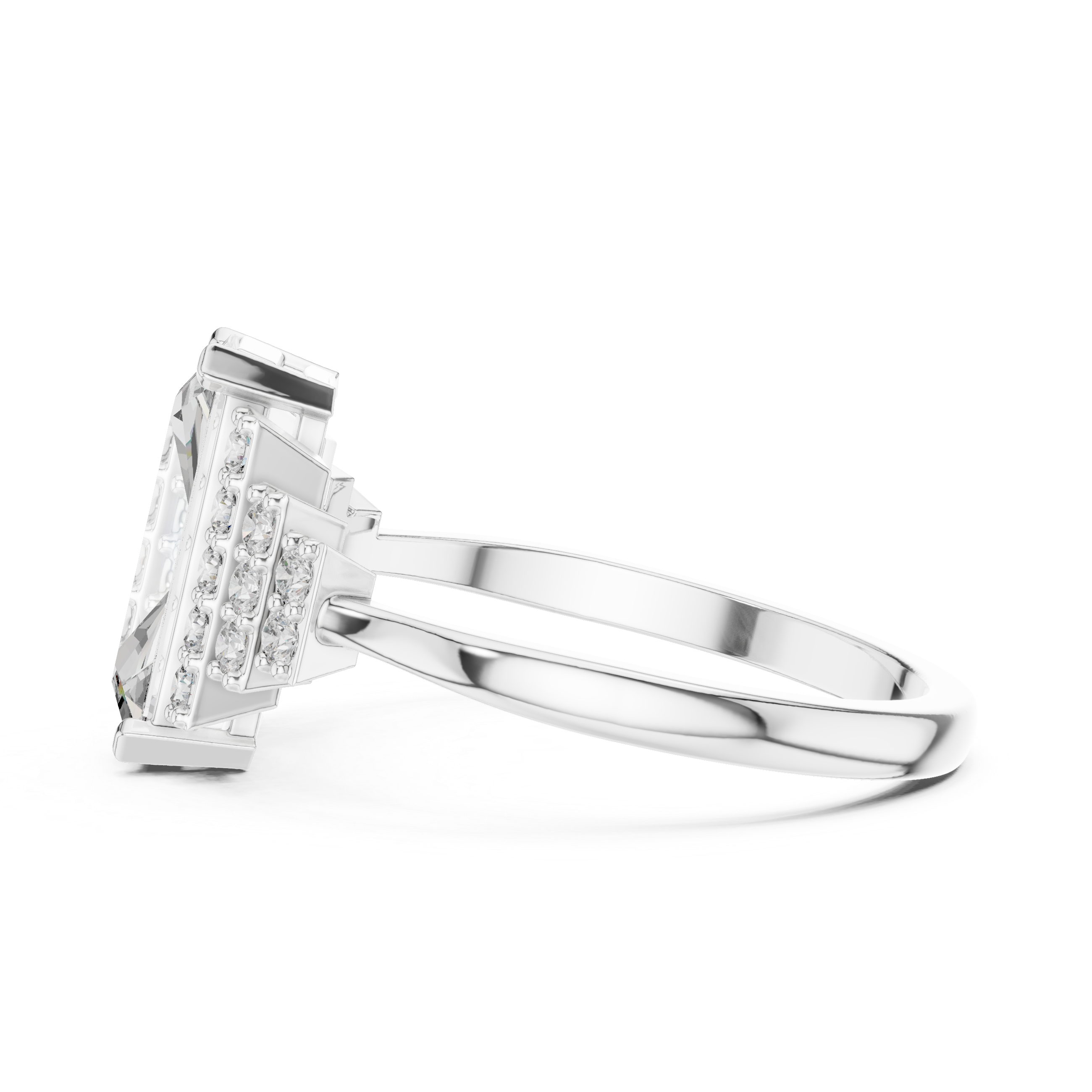 1.8 Ct Emerald Cut Diamond Engagement Ring White Gold Lab Grown Bridal Jewelry
