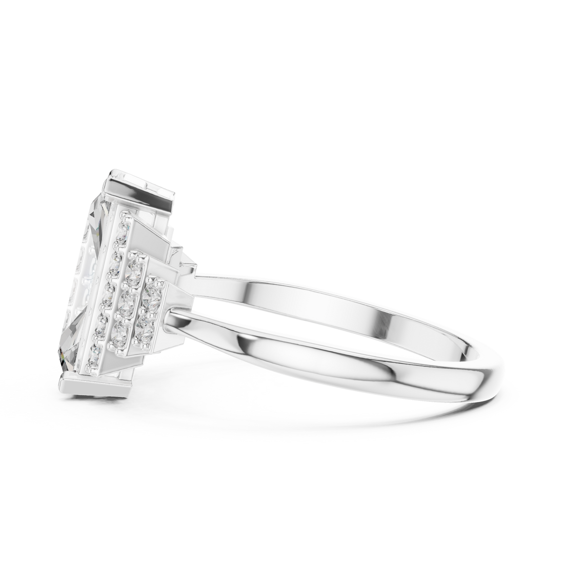 1.8 Ct Emerald Cut Diamond Engagement Ring White Gold Lab Grown Bridal Jewelry