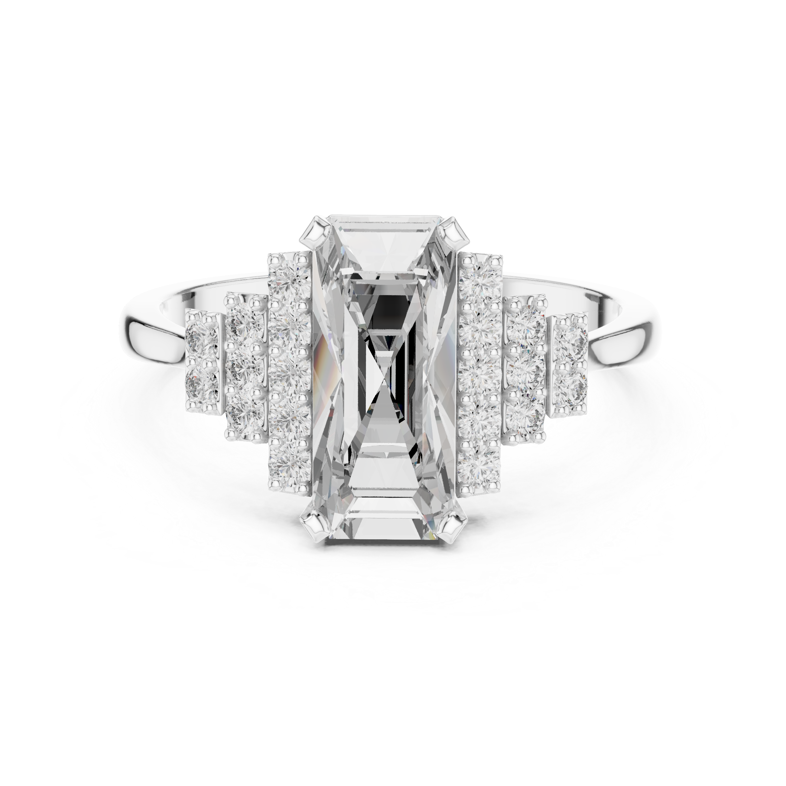 1.8 Ct Emerald Cut Diamond Engagement Ring White Gold Lab Grown Bridal Jewelry