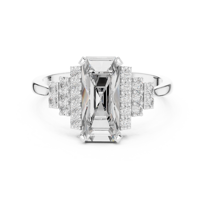 1.8 Ct Emerald Cut Diamond Engagement Ring White Gold Lab Grown Bridal Jewelry