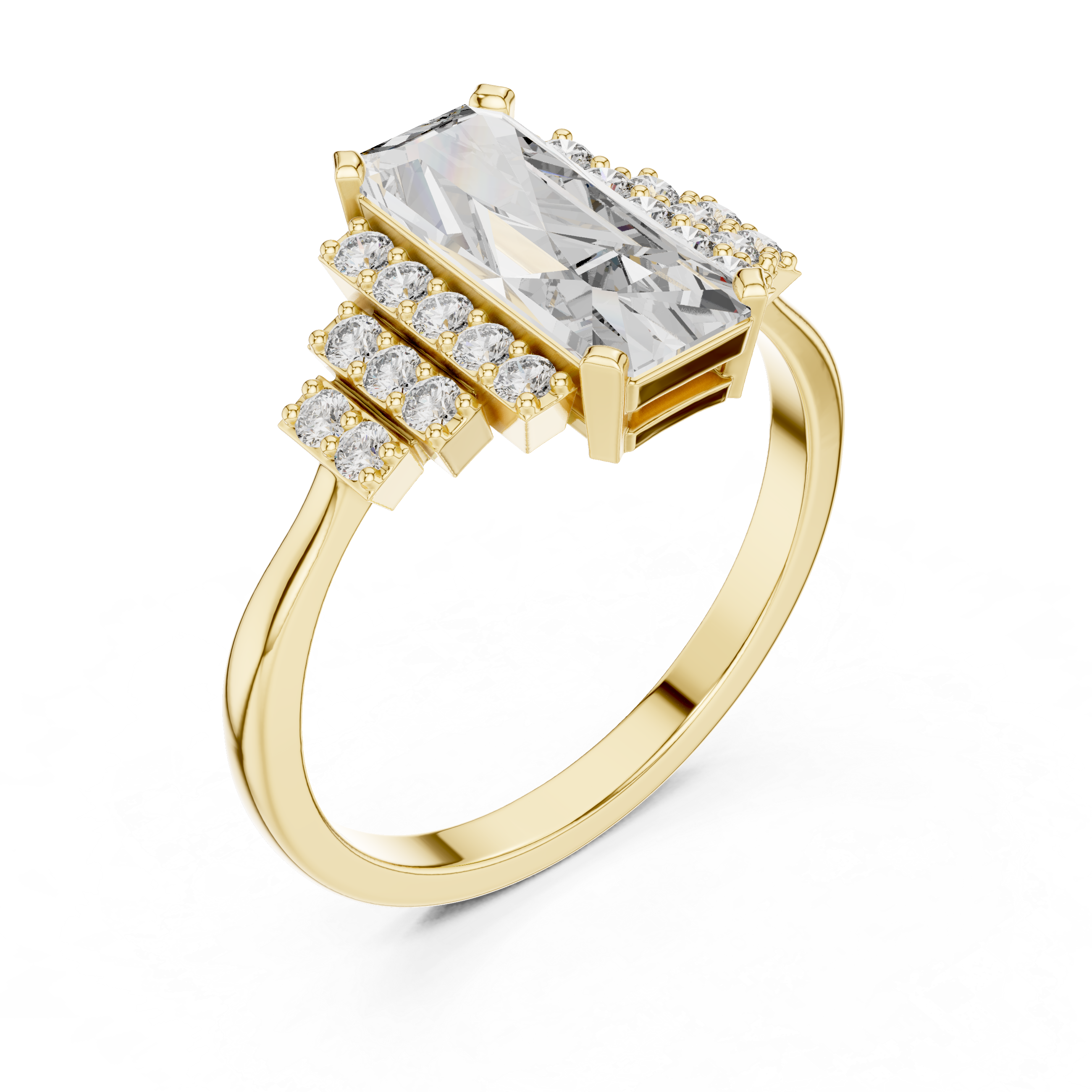 1.8 Ct Emerald Cut Diamond Engagement Ring White Gold Lab Grown Bridal Jewelry