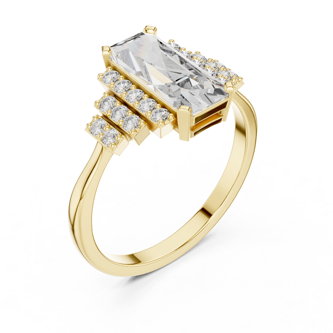 1.8 Ct Emerald Cut Diamond Engagement Ring White Gold Lab Grown Bridal Jewelry