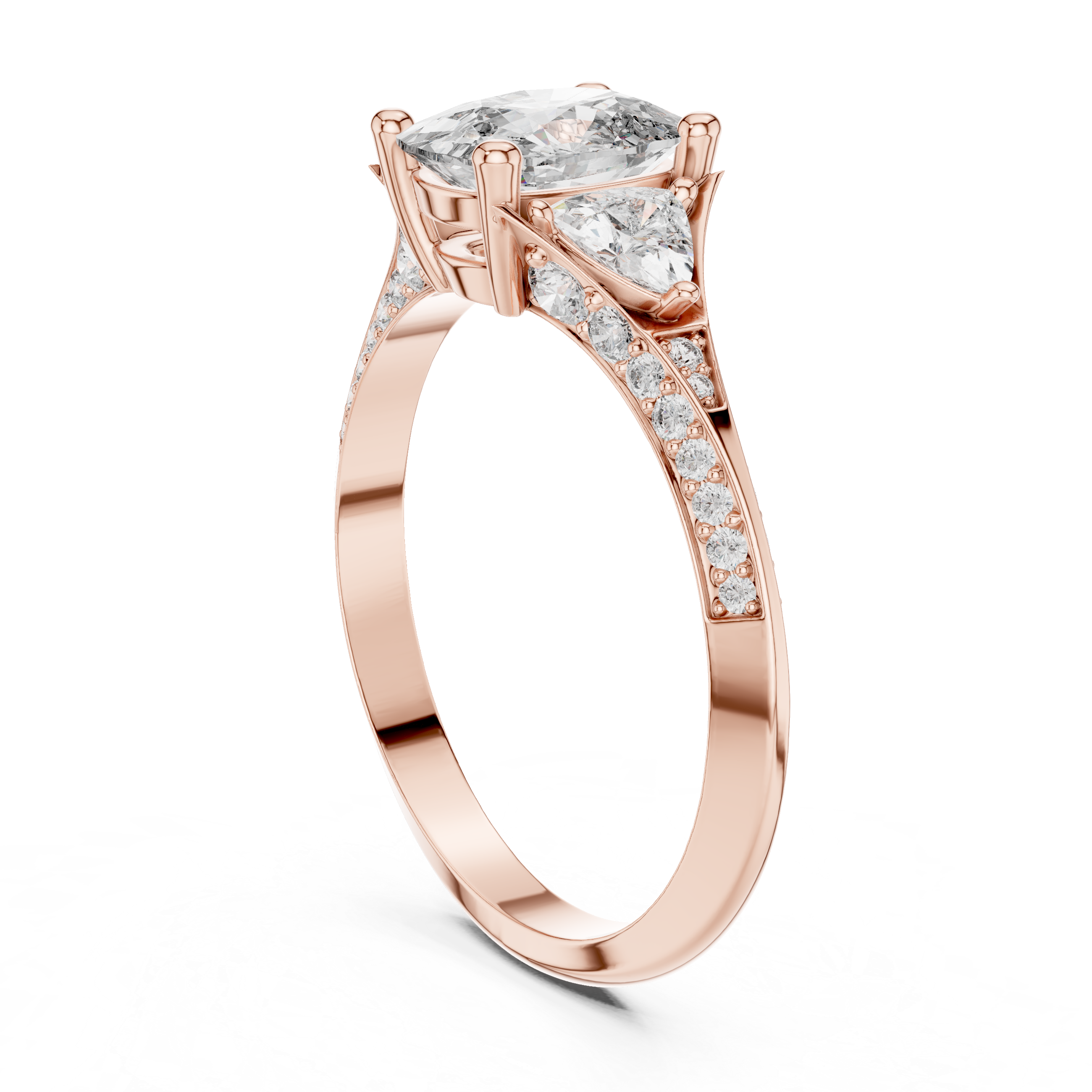 Designer Diamond Ring with Cushion Cut Center & Pavé Accents