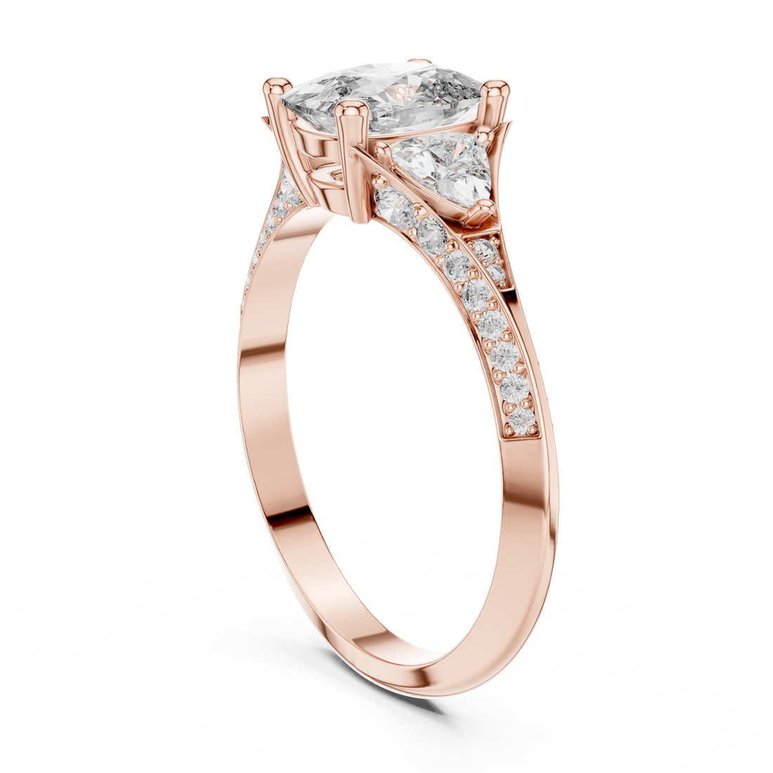 Designer Diamond Ring with Cushion Cut Center & Pavé Accents
