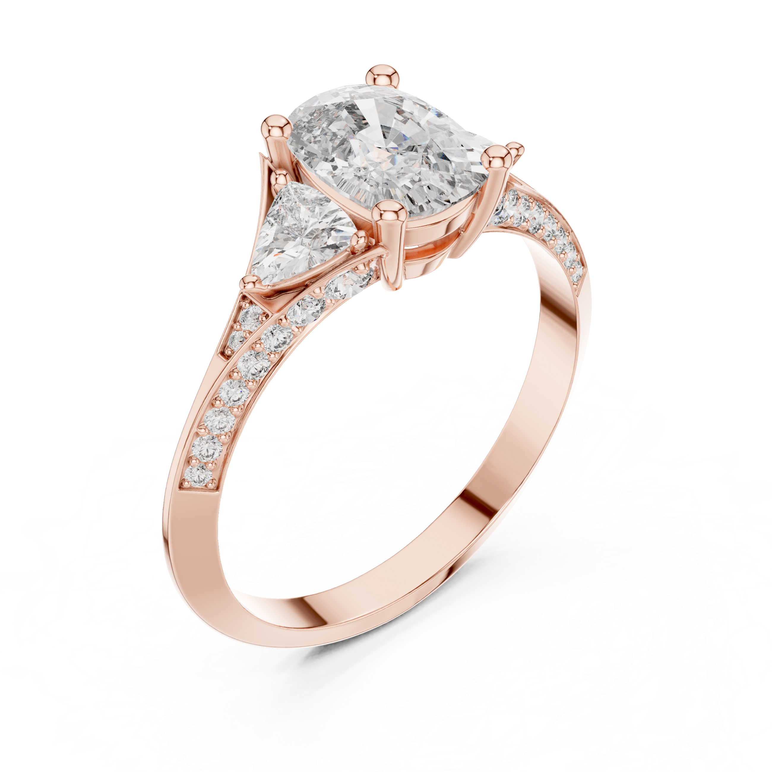 Designer Diamond Ring with Cushion Cut Center & Pavé Accents