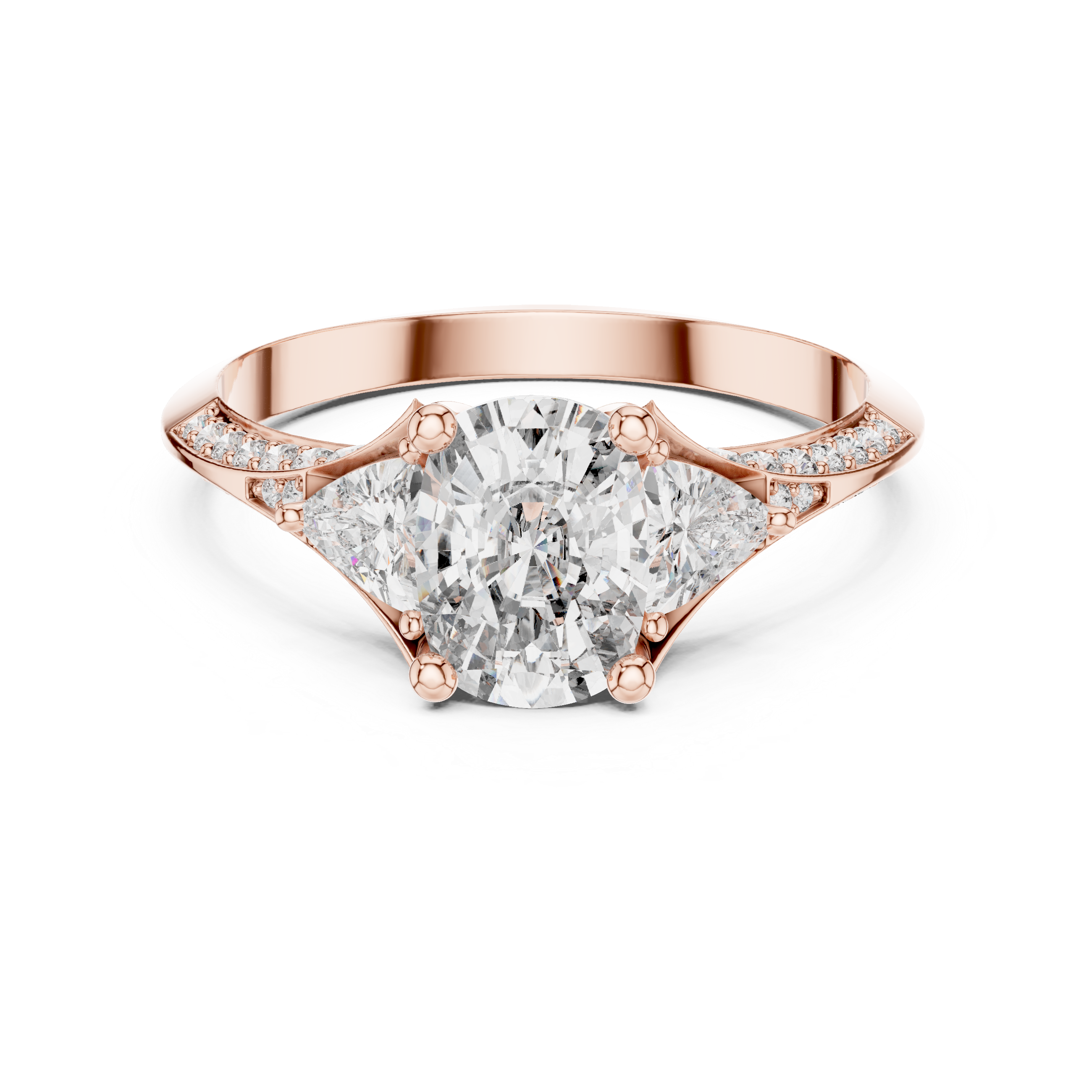 Designer Diamond Ring with Cushion Cut Center & Pavé Accents