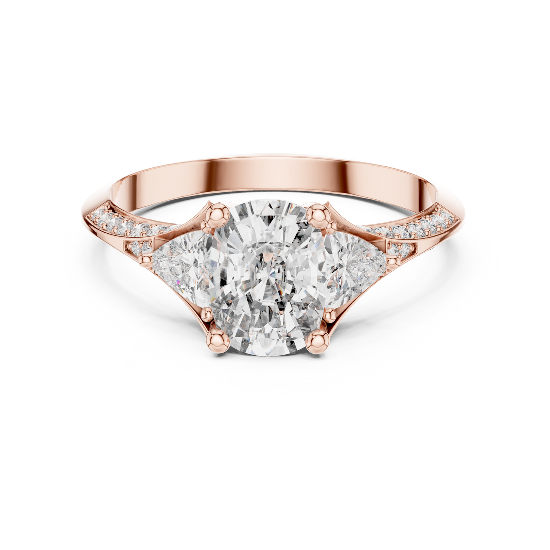 Designer Diamond Ring with Cushion Cut Center & Pavé Accents