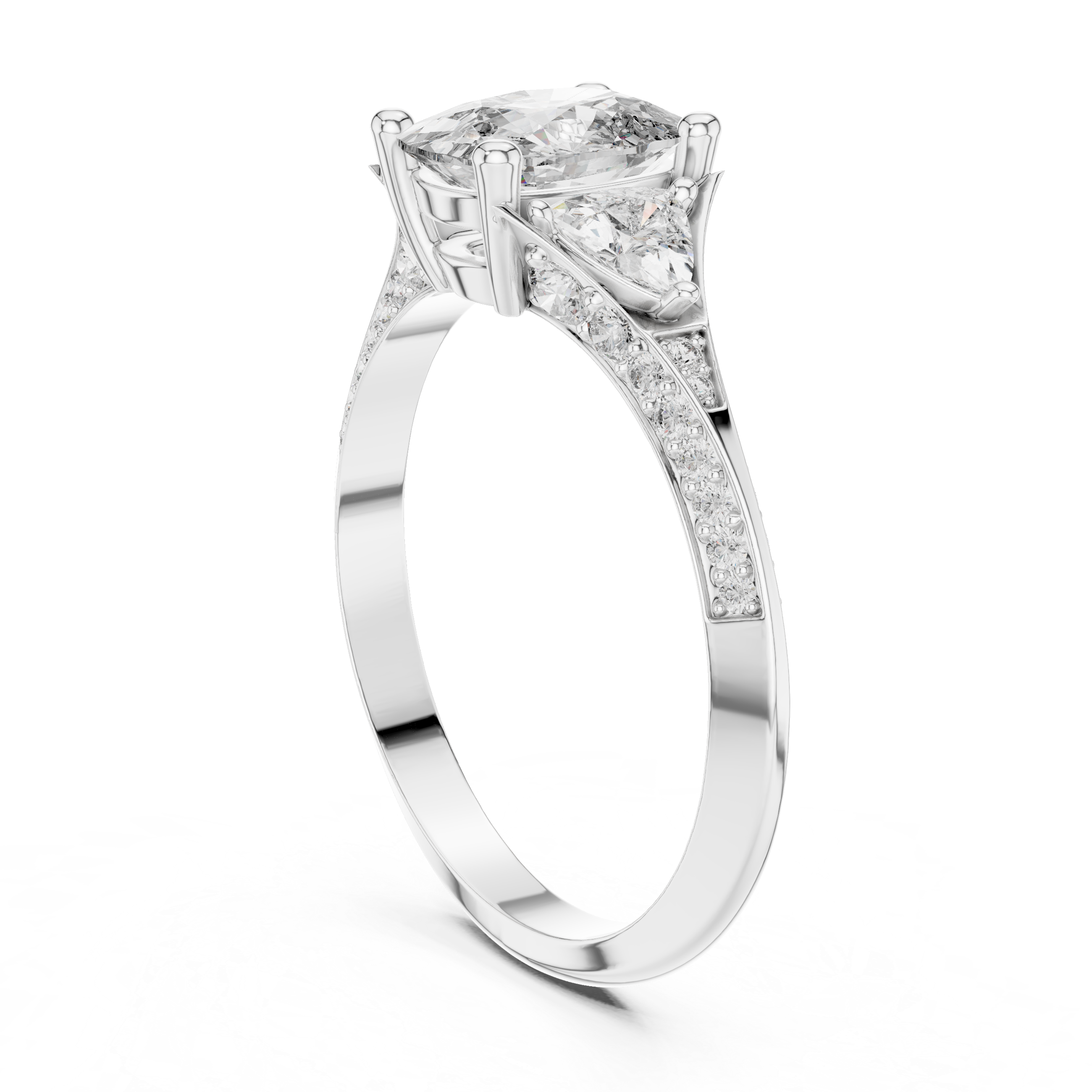 Designer Diamond Ring with Cushion Cut Center & Pavé Accents