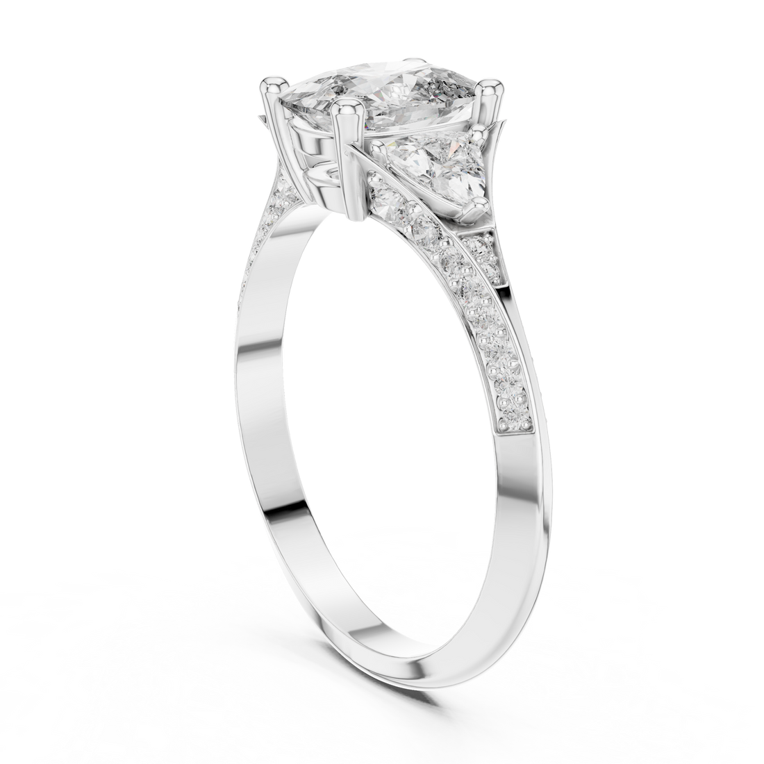 Designer Diamond Ring with Cushion Cut Center & Pavé Accents