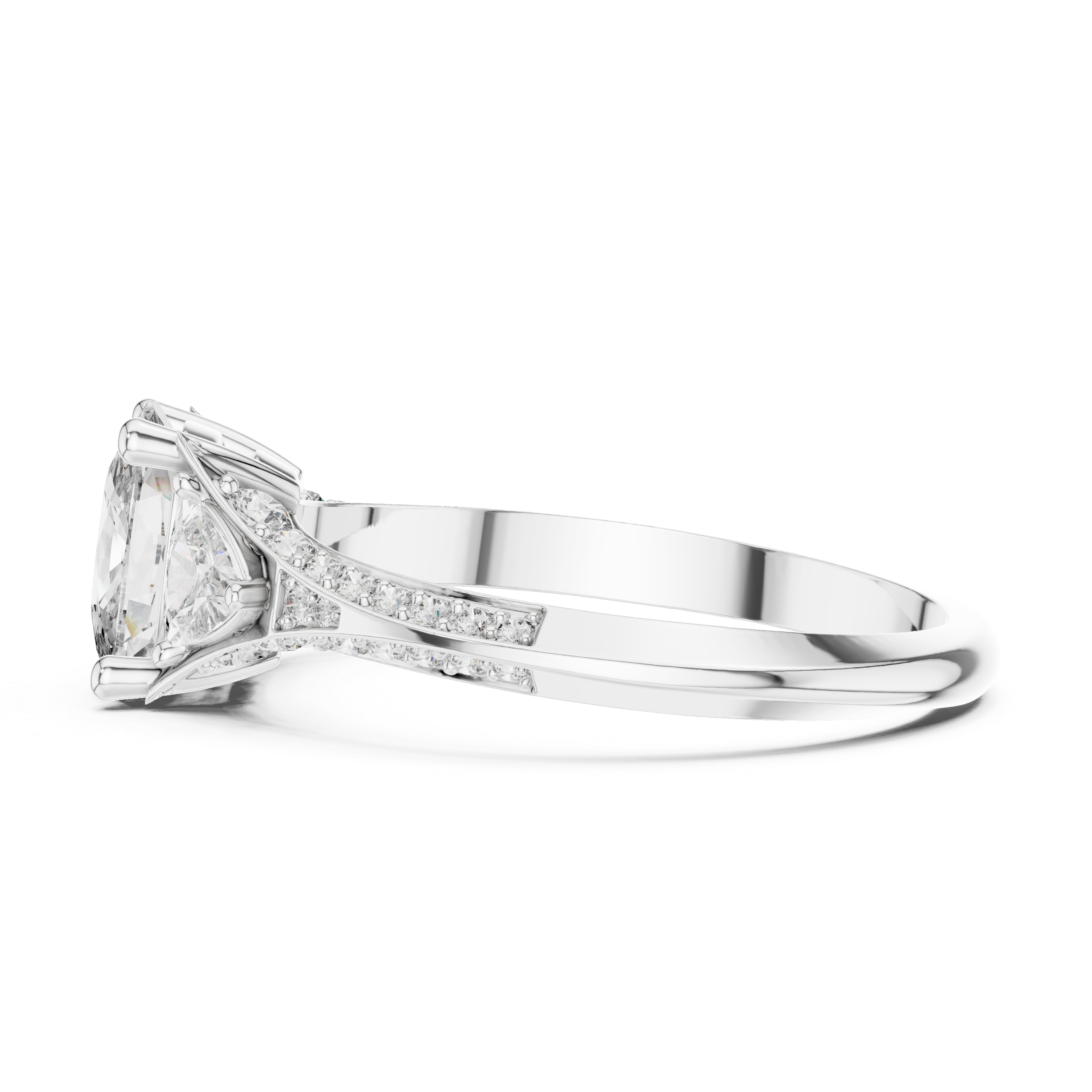 Designer Diamond Ring with Cushion Cut Center & Pavé Accents