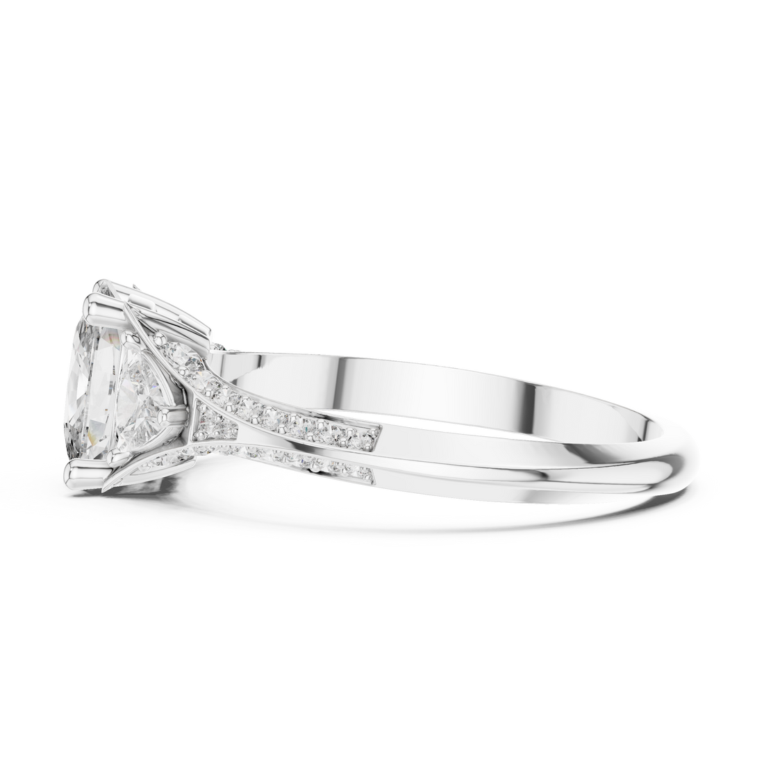 Designer Diamond Ring with Cushion Cut Center & Pavé Accents