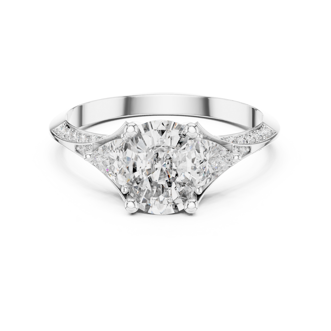 Designer Diamond Ring with Cushion Cut Center & Pavé Accents